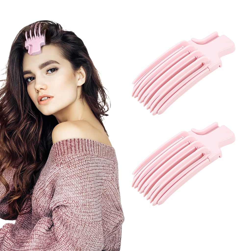 MAYCREATE Hair Volume Clips for Instant Lift with 5 Tong Design and Ergonomic Handle | 2 Pack Pink