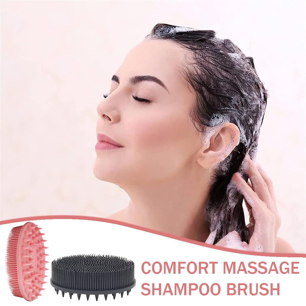 MAYCREATE Silicone Body Scrubber 2 Pack for Shower and Scalp Care with Double-Sided Design | Pink and Black