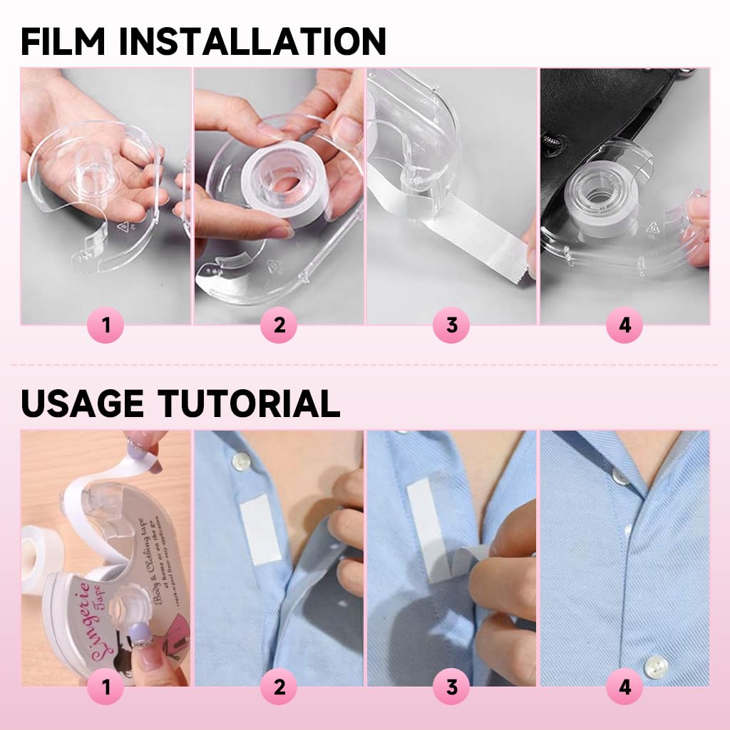 MAYCREATE Anti-Exposure Tape for Clothes featuring Double-Sided Adhesive 5.47 Yard Roll | Invisible and Skin-Friendly Modesty Fix