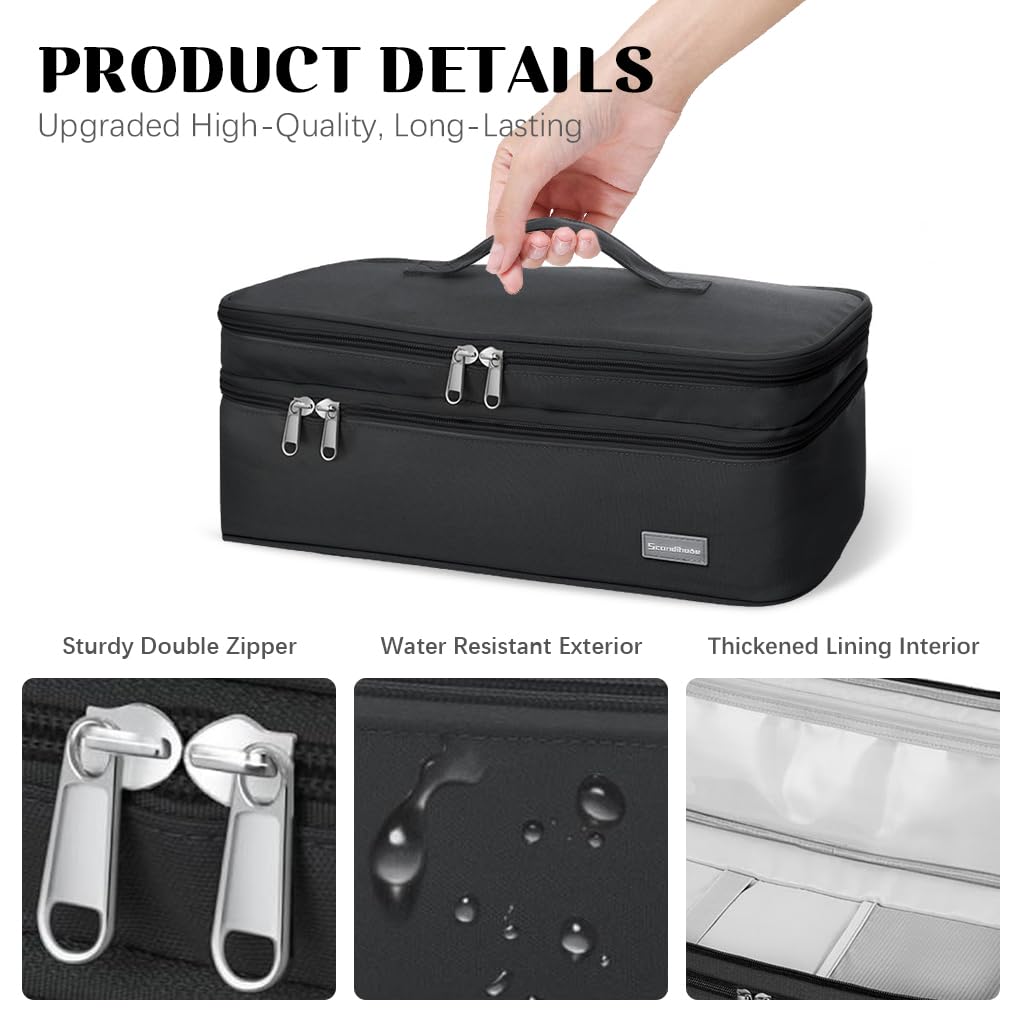 MAYCREATE Travel Carrying Case for Dyson Airwrap with Double Layer Design and 40x14x15cm Size | Black Polyester Storage Bag