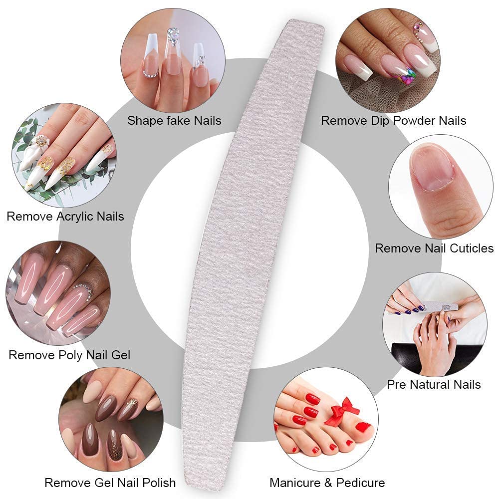 MAYCREATE Nail Files for Manicure featuring Arch Shape 10 Pcs Set with Grey EVA Layer | 17.9 x 2.8 x 0.4 cm
