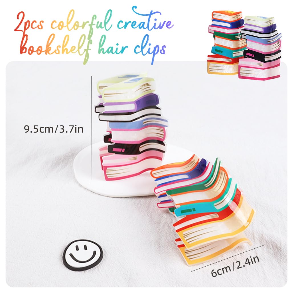MAYCREATE Claw Clips for Women featuring Creative Book Design Acrylic Holder | 2Pcs Set