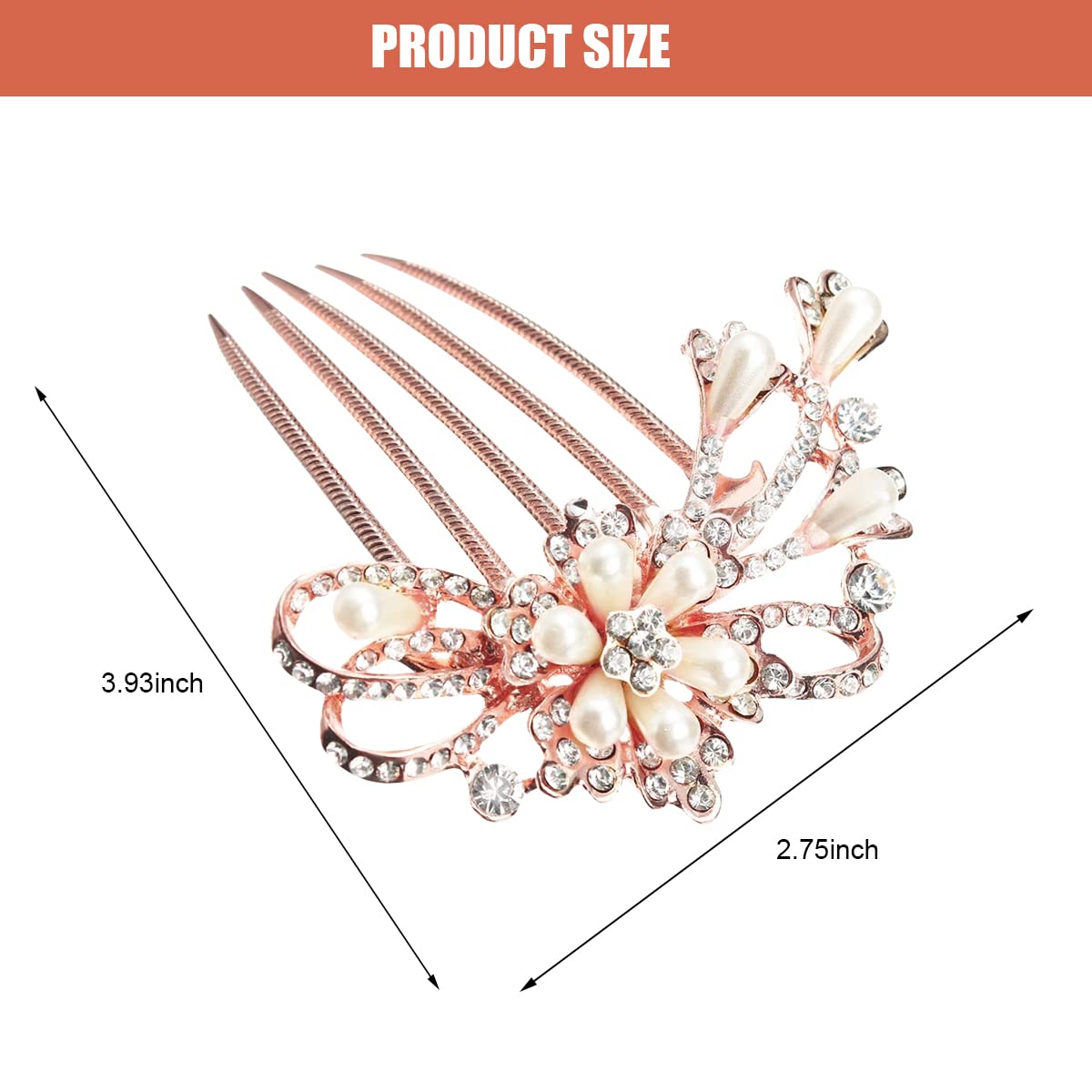 MAYCREATE Comb Hair Pins for Bridal and Party Hairstyles featuring 5 Claw Alloy Design | Elegant Rhinestone Faux Pearl Clip for Women and Girls