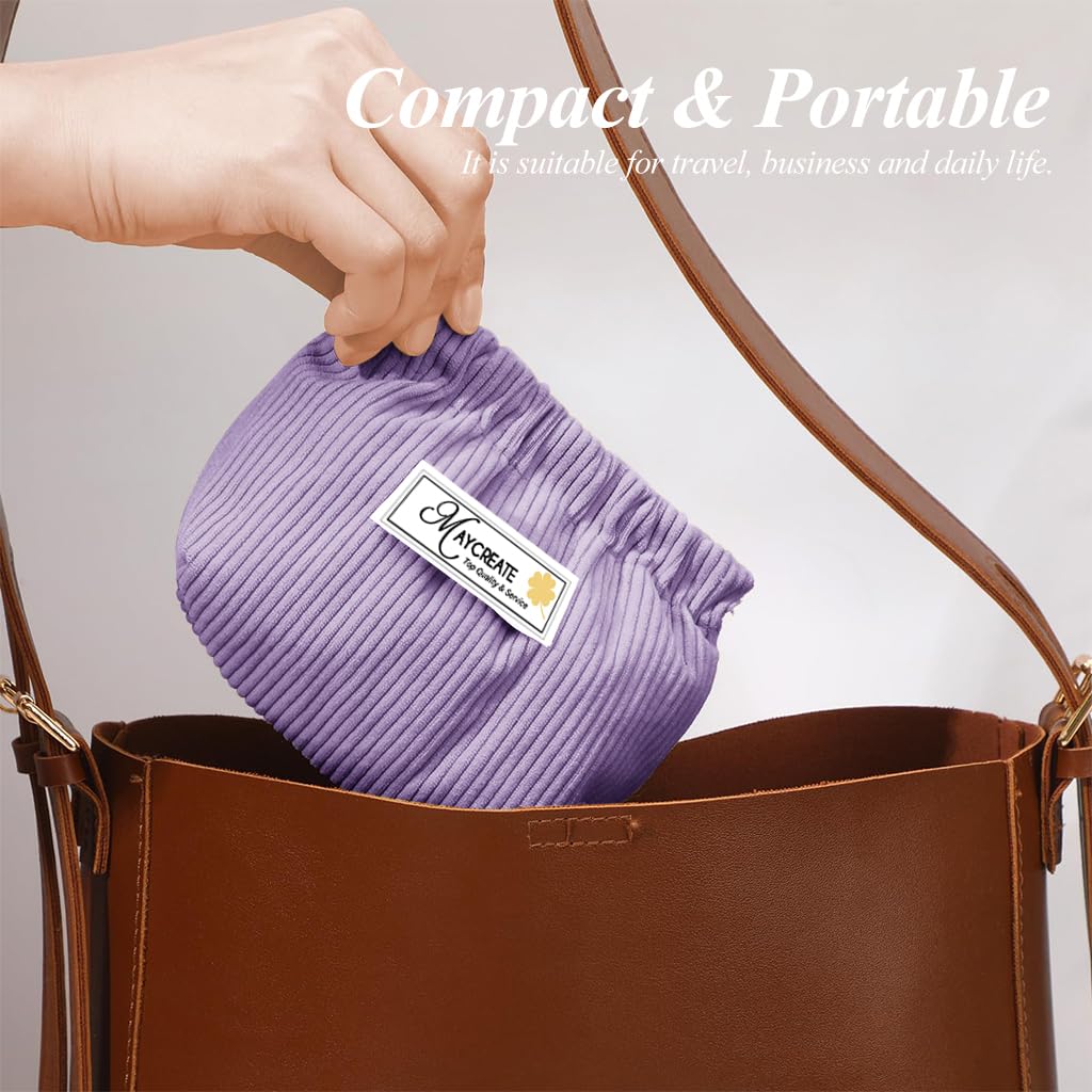 MAYCREATE Corduroy Storage Pouch Set for Travel with Easy Squeeze Open Closure 13×5×12 cm | Jewelry and Coin Organizer Bags