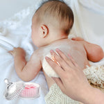 MAYCREATE Baby Powder Puff Set for Gentle Baby Care with Glass Holder and 2 Soft Plush Pads