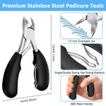 MAYCREATE Nail Clipper Pedicure Kit for Thick Nails with Spring Loaded Clipper and 10pcs Stainless Steel Tools | Travel Storage Case