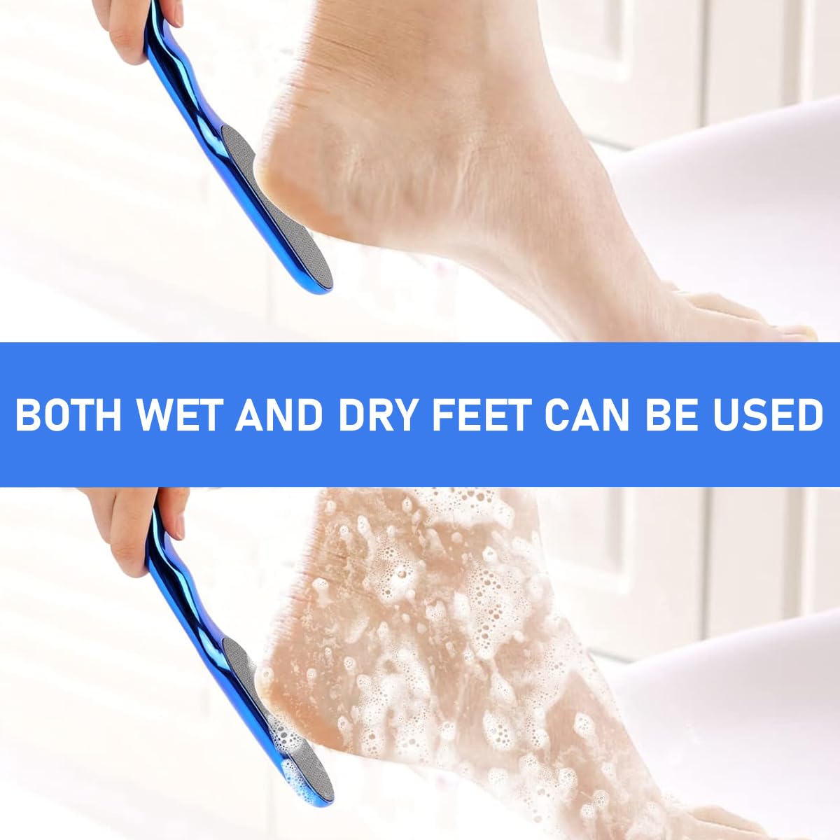 MAYCREATE Foot File for Callus Removal with Ergonomic Long Handle and Nanoglass Surface | Gentle Exfoliation for Smooth Feet