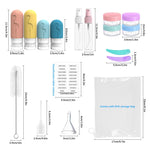 MAYCREATE Silicone Travel Bottles Set of 16pcs for Toiletries with Leak Proof Lids | Reusable 2oz and 3oz Containers