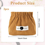 MAYCREATE 2 Pcs Small Pouches for Women Girls, Travel Mini Makeup Pouch, Corduroy Coin Pouch, Squeeze-Open Lipstick Jewelry Storage Bag Hair Accessories Organizer - Coffee & Green