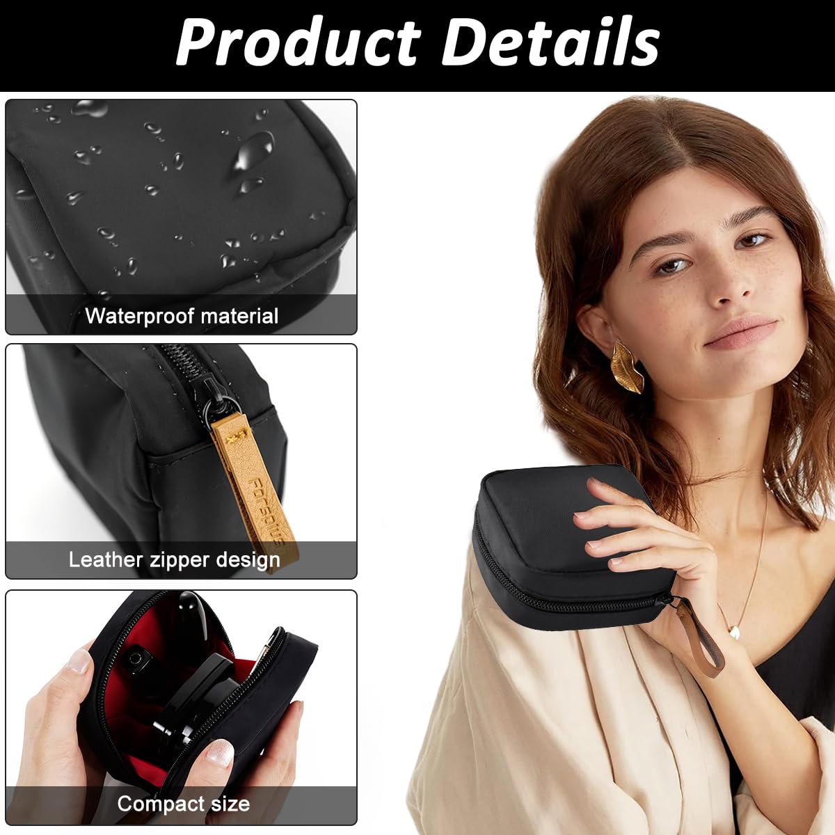 MAYCREATE Nylon Mini Lipstick Pouch for Travel with Handstrap | Waterproof 3.9 in Cosmetic Bag