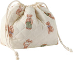 MAYCREATE® Soft Cotton Quilting Drawstring Makeup Bag Cosmetic Bag Fashion Forest Cartoon Bear Toiletries Bag Storage Bag for Travel & Daily, 17x10x17.5cm