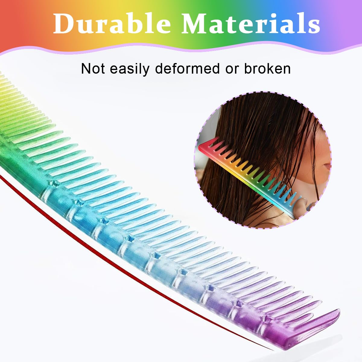 MAYCREATE® 3 Pack Hair Comb Set, Rainbow Fine Cutting Hairdressing Rat Tail Combs, Salon Fine Teeth Hair Styling Comb for Back Combing, Root Teasing