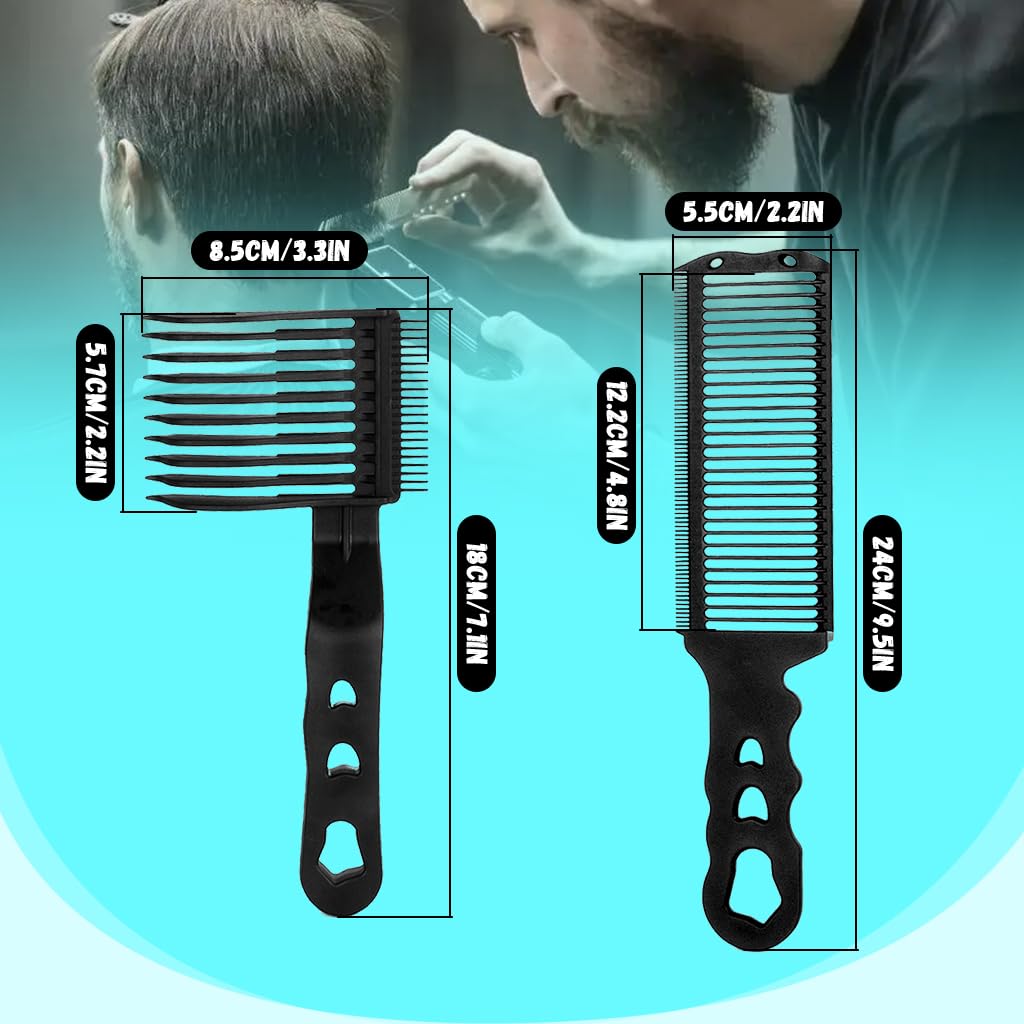 MAYCREATE Fade Comb for Men with Dual Teeth and Curved Neck | Durable Plastic Barber Set