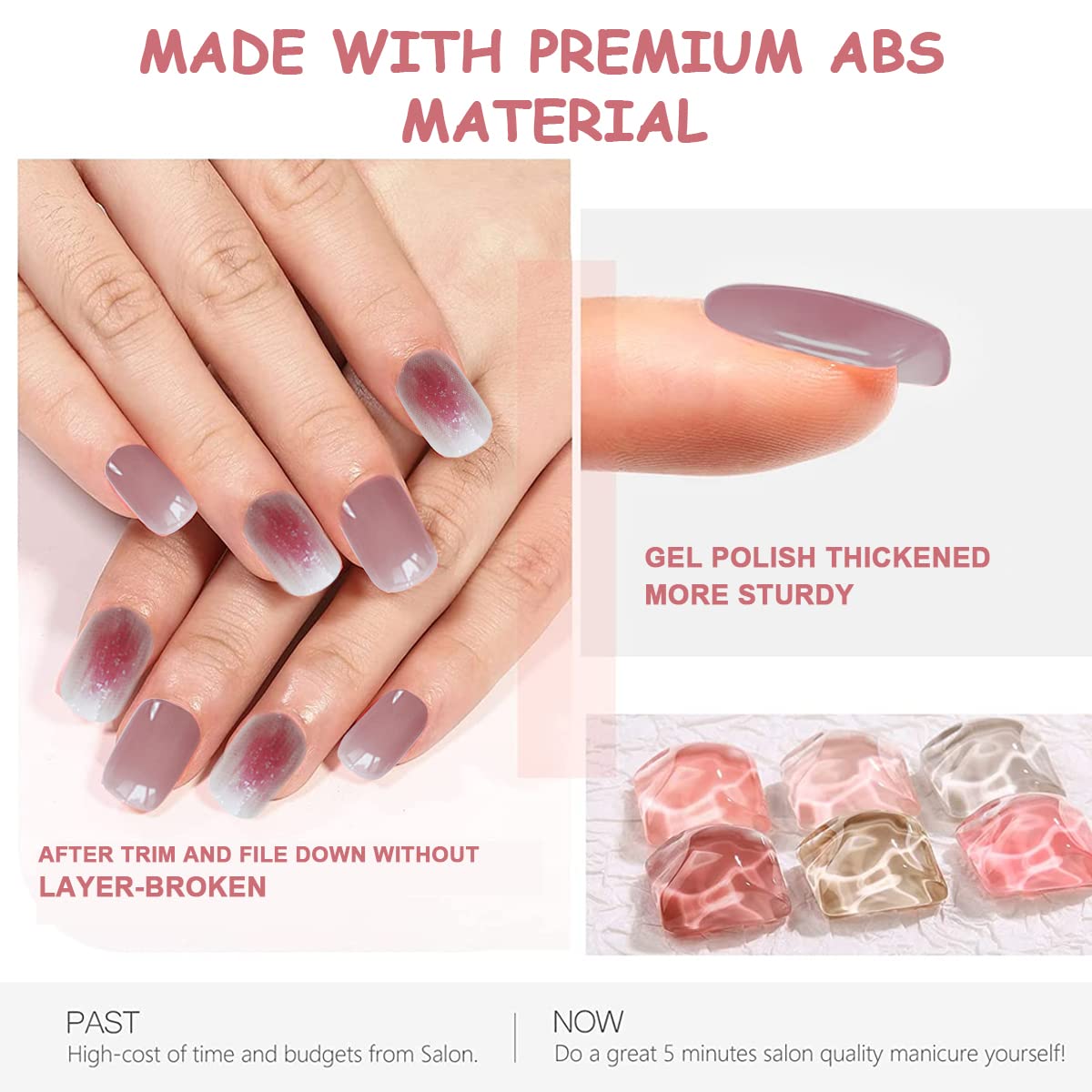 MAYCREATE French Fake Nails for DIY Nail Art with 24 pcs Full Cover ABS Design | Plum Pink Style