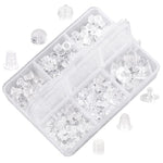 MAYCREATE 550Pcs Earring Backs for Ear Studs, 6 Styles Silicone Rubber Earring Stopper with Box, Soft Clear Earring Clutch Backing Replacement Kits for Fish Hook Earring Studs Hoops