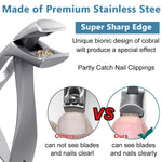 MAYCREATE Angled Head Nail Clippers for Seniors with 9mm Curved Blades and Nail Catcher | Stainless Steel Ergonomic Trimmer