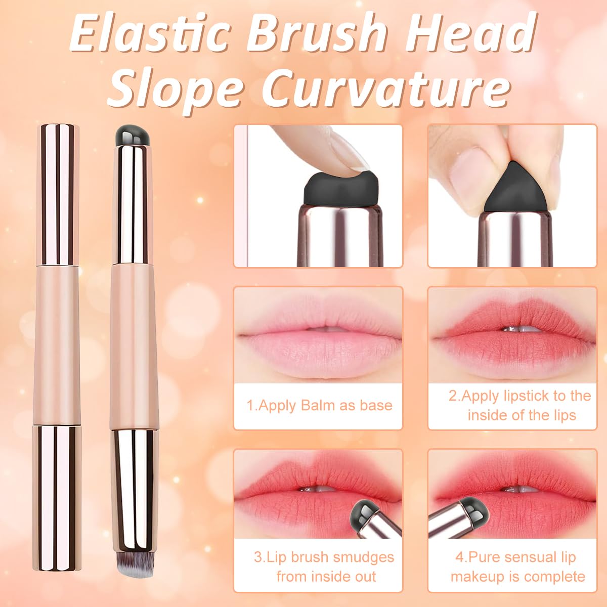 MAYCREATE Lipstick Silicone Brush for Travel Makeup with Dual End Applicator and Pink Lid