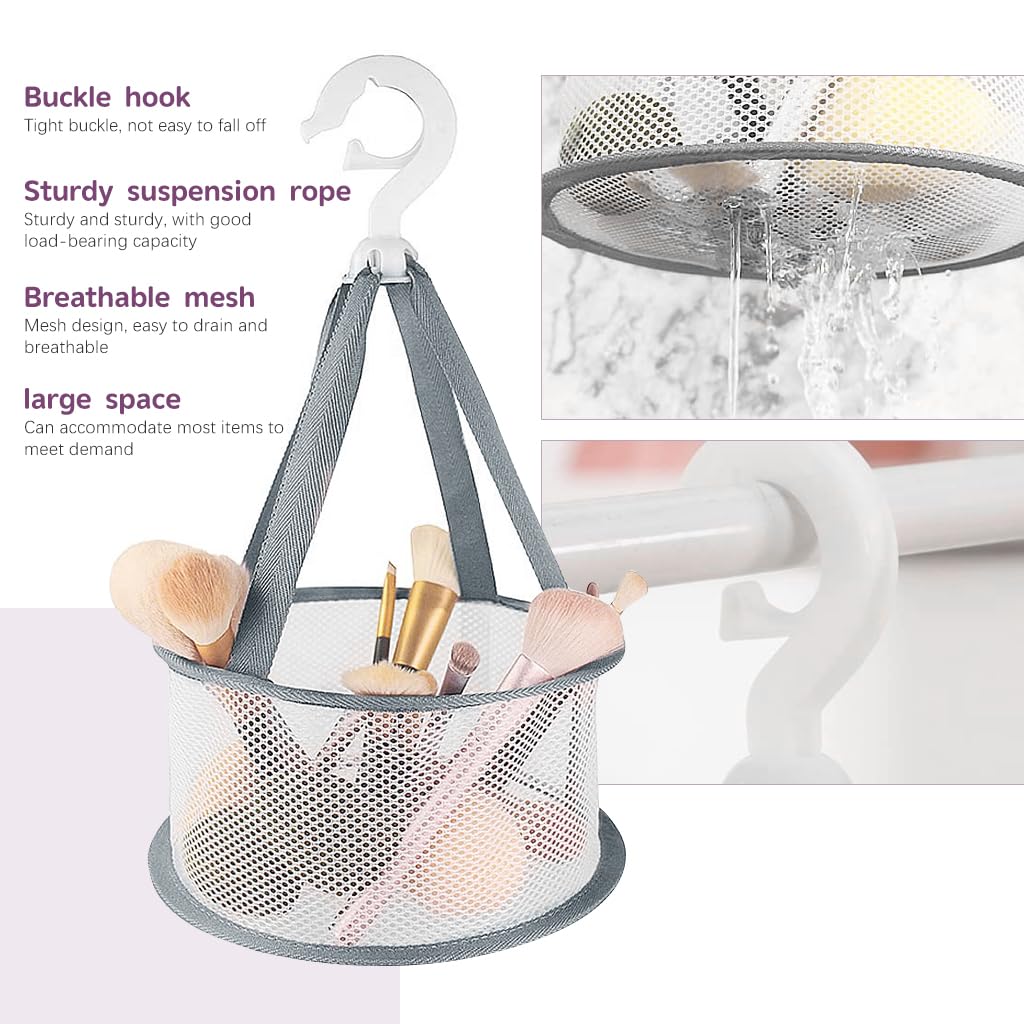 MAYCREATE Makeup Brush Cleaner Mat for Brushes and Sponges with Textured Patterns | Foldable Silicone Cleaning Bowl and Hanging Drying Net