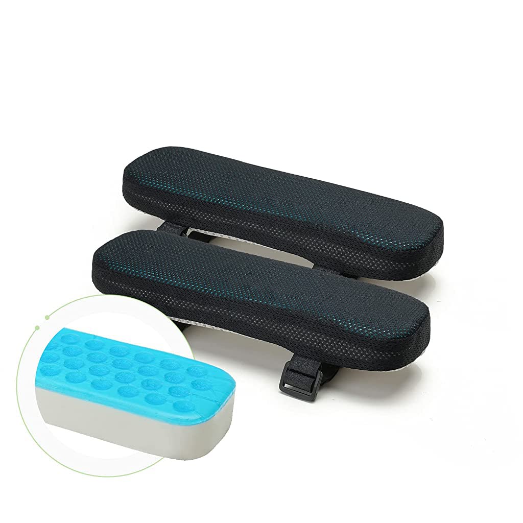 MAYCREATE Chair Armrest Pads for Office and Gaming Chair 25×7.5×3cm with Cooling Gel | Memory Foam Elbow Cushion