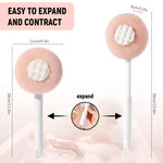 MAYCREATE Back Scrubber for Shower with Dual-Sided Loofah and Bristles | 14.8 in Telescopic Handle