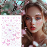 MAYCREATE Face Stickers for Makeup and Hair with 14 Sheets of 3D Crystal Butterflies | Self-Adhesive Acrylic Rhinestones for DIY Crafts and Festivals
