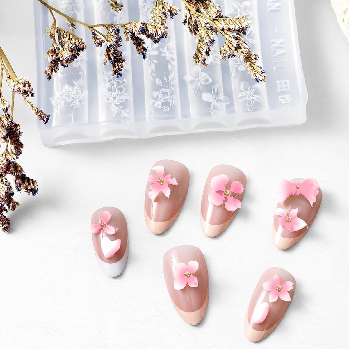 MAYCREATE 3D Gel Nail Art Flower Molds for DIY Floral Designs featuring 4PCS Silicone Templates