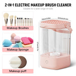 MAYCREATE® Electric Makeup Brush Cleaner, Automatic Makeup Brush Cleaning Machine with Drying Rack & Handle, 2 in 1Multi Makeup Brushes Cleaner Tool (USB Rechargeable )