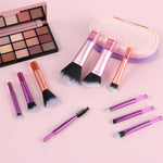 MAYCREATE Travel Makeup Brush Set 10pc with Short Handles and Synthetic Bristles | Zipper Pouch