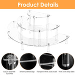 MAYCREATE Acrylic Display Stand for Collectible Figures featuring 3 Tier Semicircle Shelves | Clear Organizer for Desk and Makeup Storage