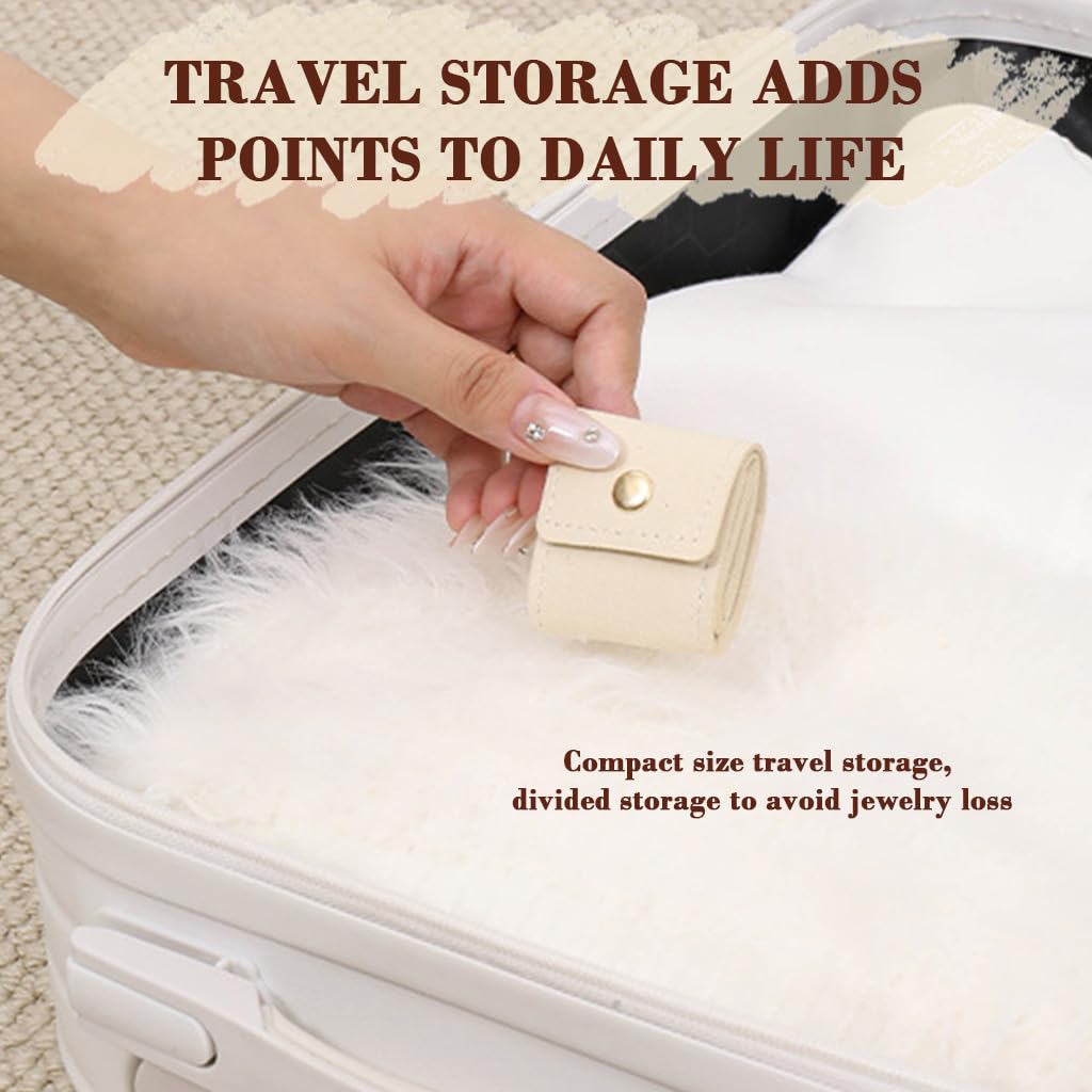 MAYCREATE Mini Travel Jewelry Bag for Trips with Snap Button Closure and PU Material | 3 Piece Organizer Set