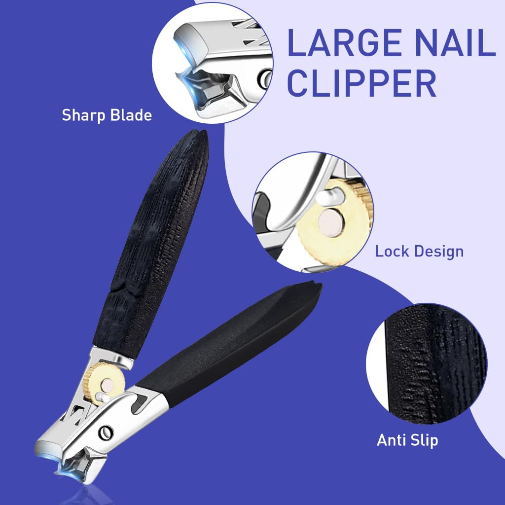 MAYCREATE Nail Clipper with 13mm Wide Jaw and Safety Lock Stainless Steel for Adults | Ergonomic Handle