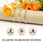 MAYCREATE Hair Ties for Women featuring Golden Metal Loop Chain | Set of 3 Elastic Bracelets