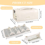MAYCREATE Travel Makeup Bag with 4 Clear PVC Zipper Pouches and Snap Button Design | Foldable PU Organizer for Toiletries and Accessories