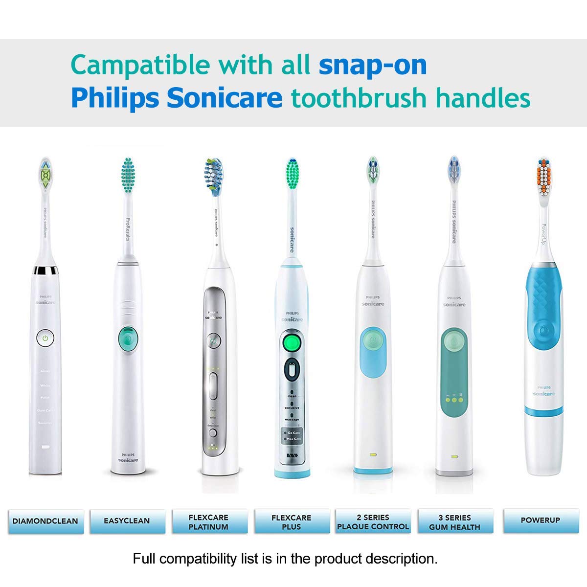 MAYCREATE Electric Toothbrush Heads for Philips featuring Anti Slip Base and Nylons Bristles 8 Pack