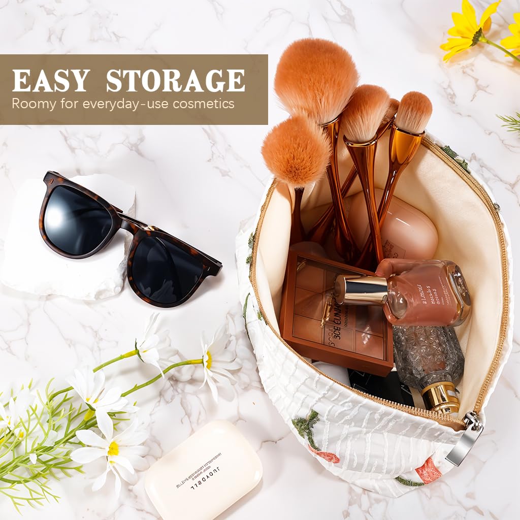 MAYCREATE Tulips Makeup Pouch Bag for Travel with Smooth Zipper Closure and 26x19cm Capacity | Textured Polyester Organizer for Women