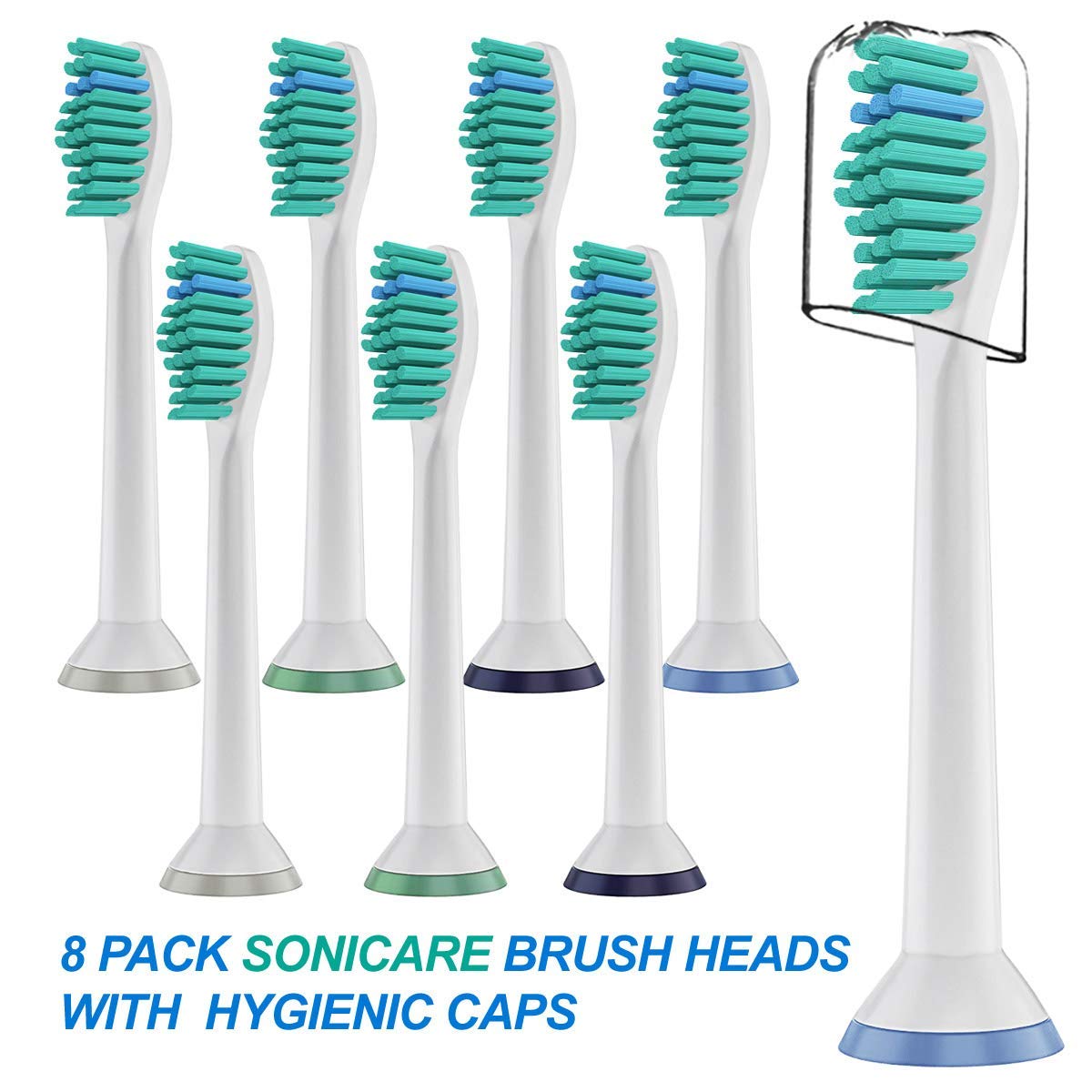 MAYCREATE Electric Toothbrush Heads for Philips featuring Anti Slip Base and Nylons Bristles 8 Pack