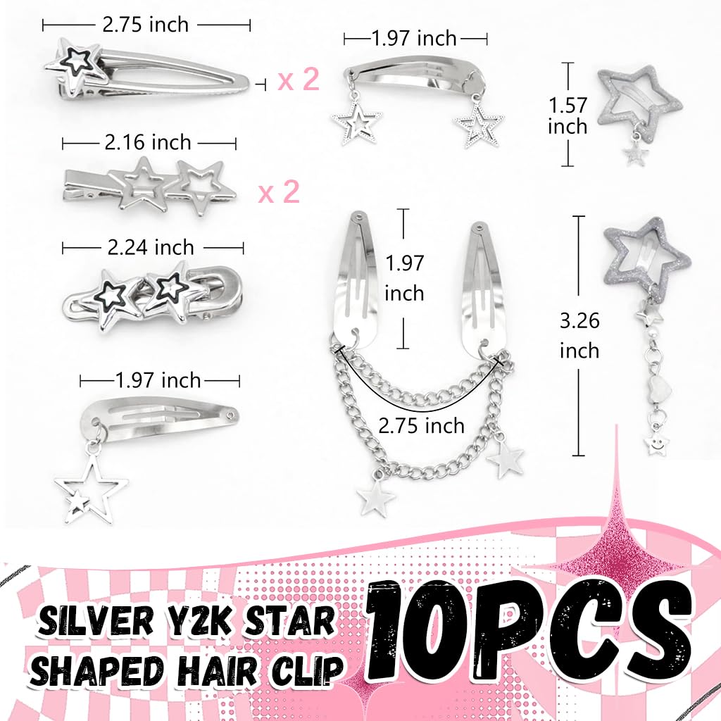 MAYCREATE Hair Clips for Girls with Metal Star Pins Y2K Accessories | 30PCS Fashion Set