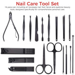 MAYCREATE Manicure Pedicure Kit for Women and Men with 18pcs Stainless Steel Tools | Portable Leather Case for Nail and Eyebrow Care