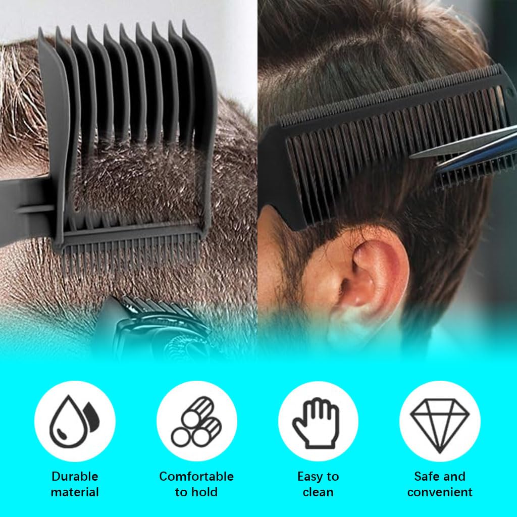 MAYCREATE Fade Comb for Men with Dual Teeth and Curved Neck | Durable Plastic Barber Set