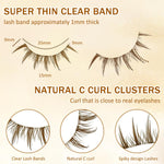 MAYCREATE® 10 Pairs Brown Lashes Natural Light Brown False Eyelashes Clear Band Faux 3D Mink False Eyelashes Natural Looking Fluffy Cat Eye Wispy Strip Lashes