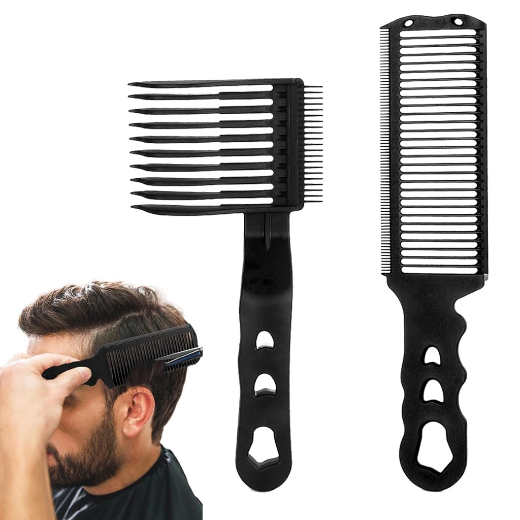 MAYCREATE Fade Comb for Men with Dual Teeth and Curved Neck | Durable Plastic Barber Set