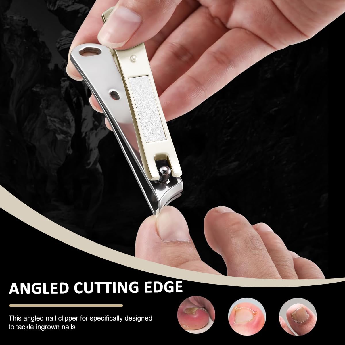 MAYCREATE Nail Clipper Set with Slanted Edge and Nail Filer in Compact Travel Case | Gift for Men and Women