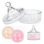 MAYCREATE Baby Powder Puff Set for Gentle Baby Care with Glass Holder and 2 Soft Plush Pads
