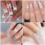 MAYCREATE 3D Flower Nail Charms for Manicure DIY Crafts featuring Acrylic Gems & Pearls | Pink