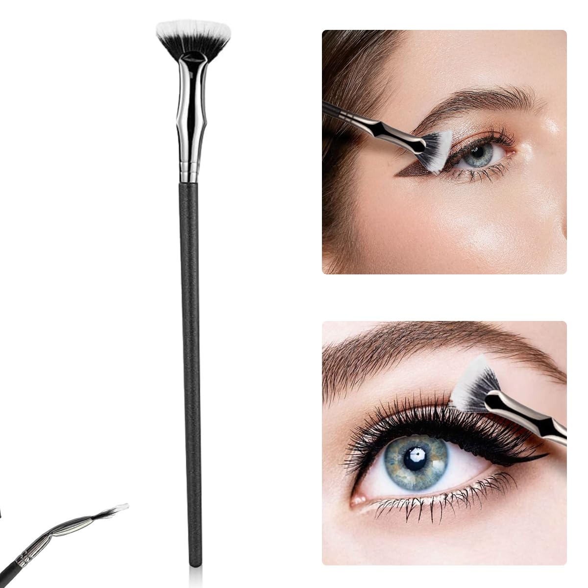 MAYCREATE Eyelash Fan Brush for Precise Mascara Application with 120° Angled Head & Soft Nylon Bristles
