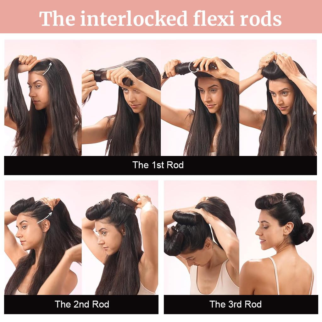 MAYCREATE Heatless Hair Curler for Overnight Curls with Clip Design and 6PCS Set | Soft Satin Rollers for Women