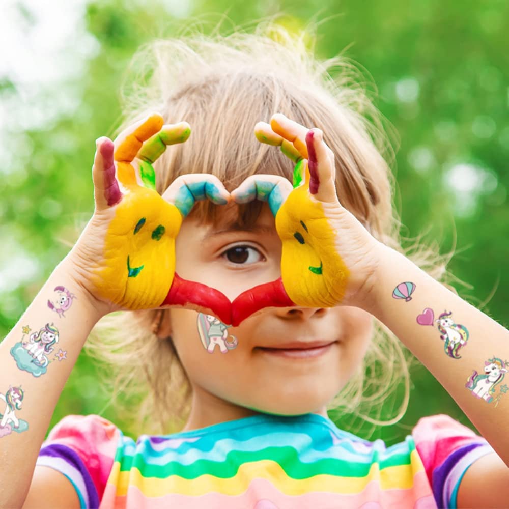 MAYCREATE Unicorn Tattoos for Kids Girls with 10 Sheets 50+ Styles Waterproof Stickers | Party Favors and Gifts