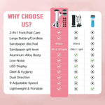 MAYCREATE Electric Foot Callus Remover for Pedicure with 9 Speed Control & 30PCS Sandpaper | Rechargeable Cordless Dual Head Nail File