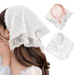 MAYCREATE Headwear for Girls with White Lace Headband and Pink Plaid Bow | 2Pcs Fashion Hair Accessories