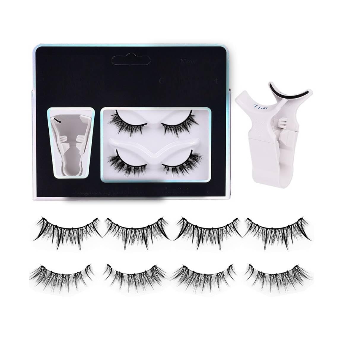 MAYCREATE® 2Pair Magnetic Eyelashes with Applicator Wispy Magnetic Lashes Natural Look Reusable Magnetic Eyelashes No Glue Needed Magnetic False Eyelashes Cat Eye Lashes All Day Comfort